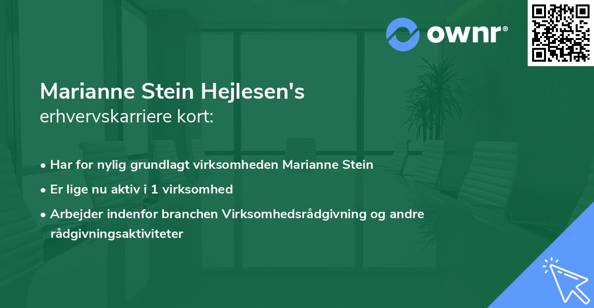 Marianne Stein Hejlesen's erhvervskarriere kort