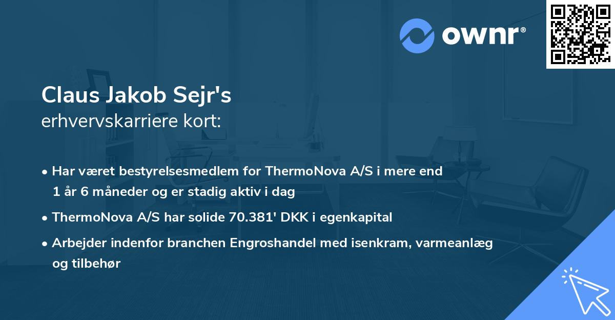 Claus Jakob Sejr's erhvervskarriere kort