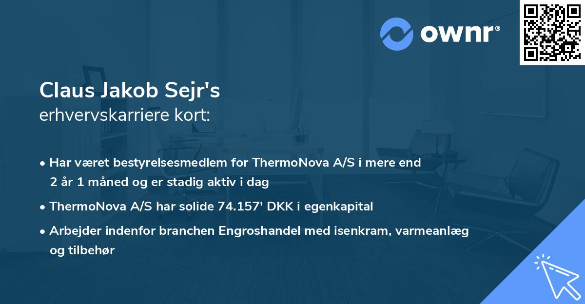 Claus Jakob Sejr's erhvervskarriere kort