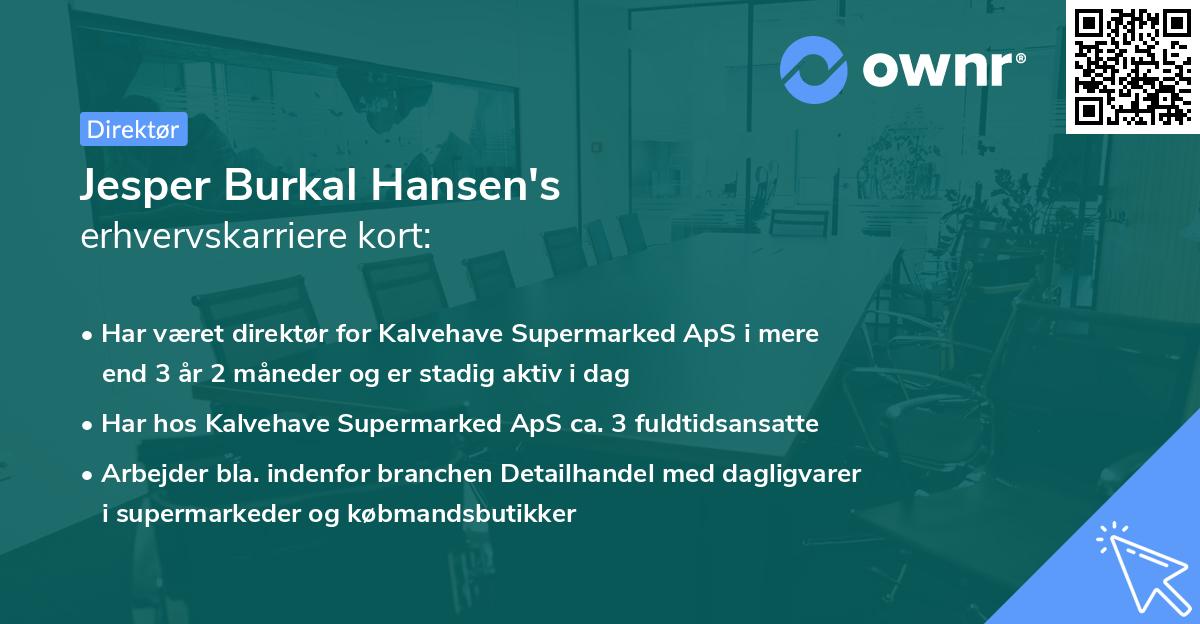 Jesper Burkal Hansen's erhvervskarriere kort