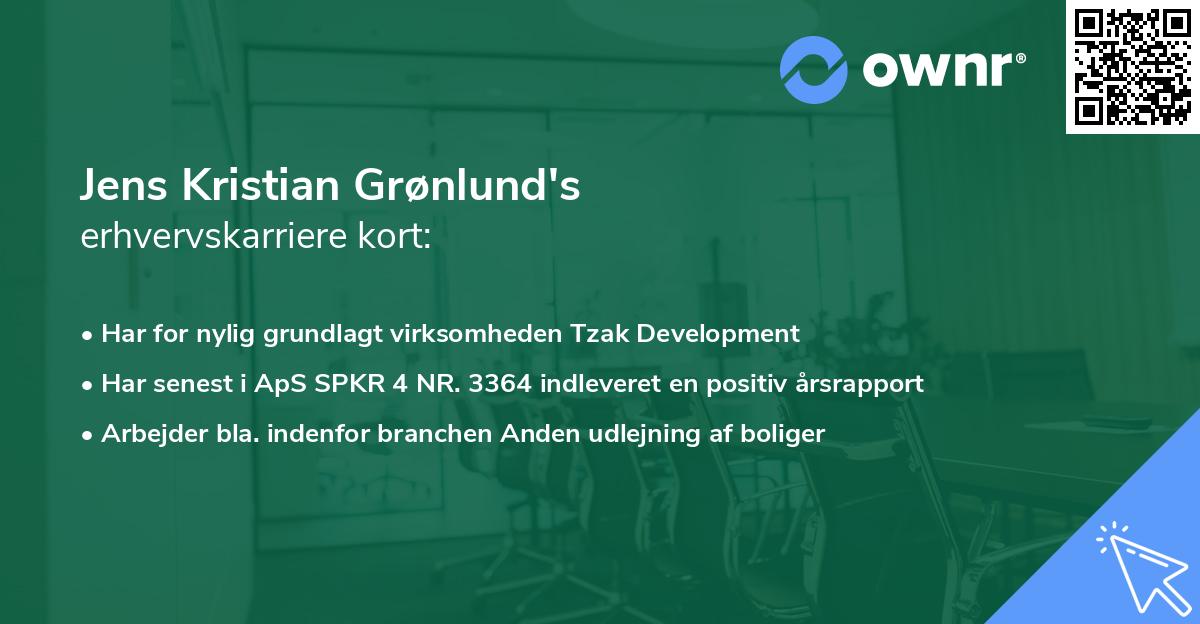 Jens Kristian Grønlund's erhvervskarriere kort