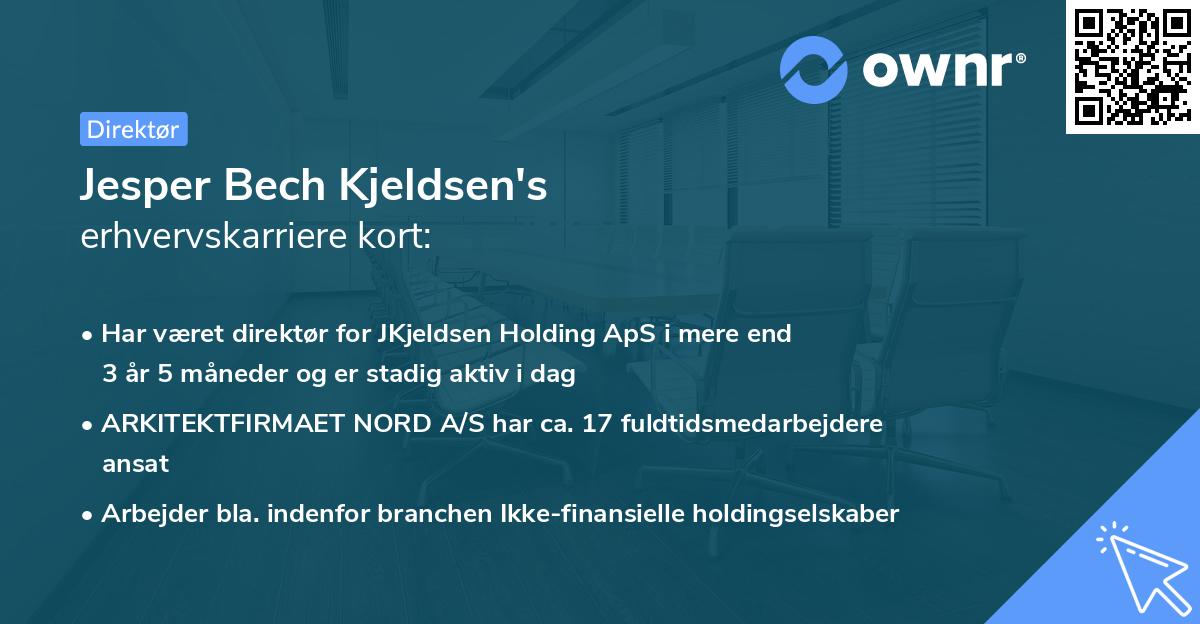 Jesper Bech Kjeldsen's erhvervskarriere kort