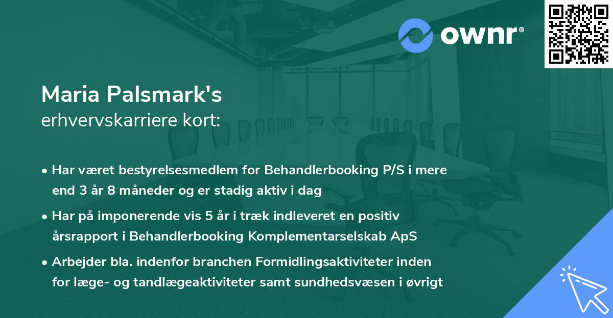 Maria Palsmark's erhvervskarriere kort