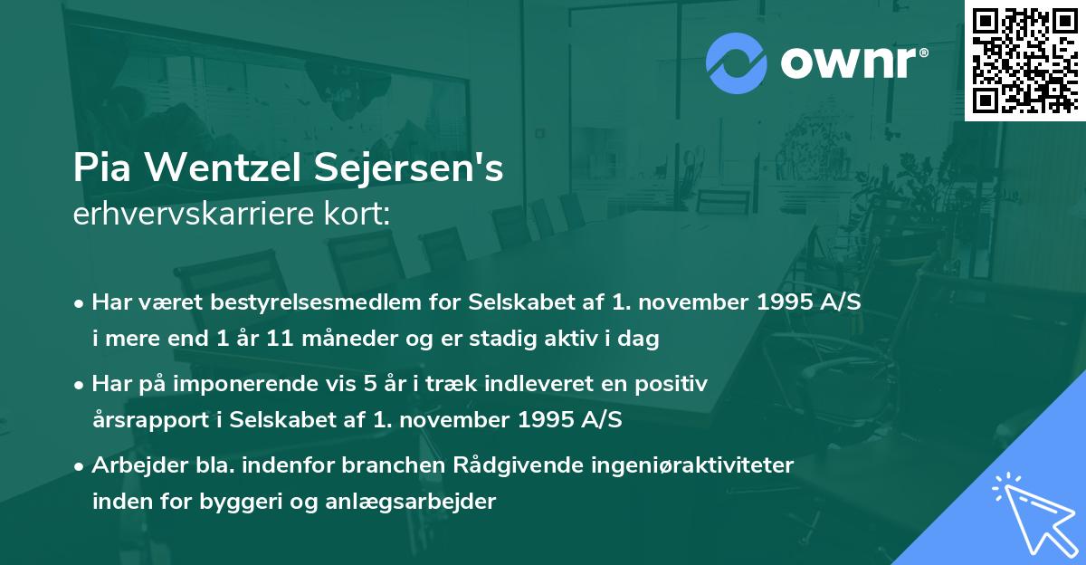 Pia Wentzel Sejersen's erhvervskarriere kort