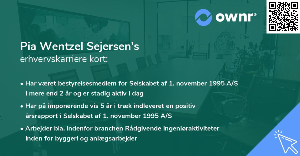 Pia Wentzel Sejersen's erhvervskarriere kort