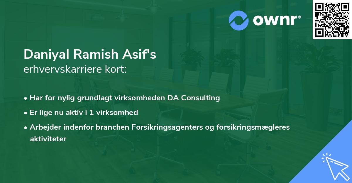 Daniyal Ramish Asif's erhvervskarriere kort