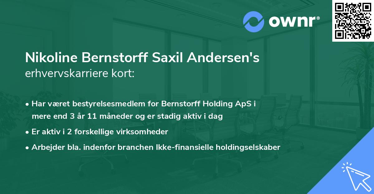 Nikoline Bernstorff Saxil Andersen's erhvervskarriere kort