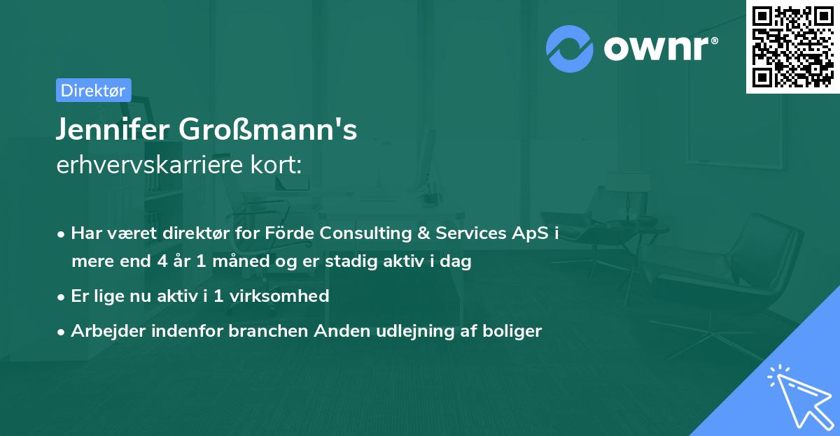 Jennifer Großmann's erhvervskarriere kort