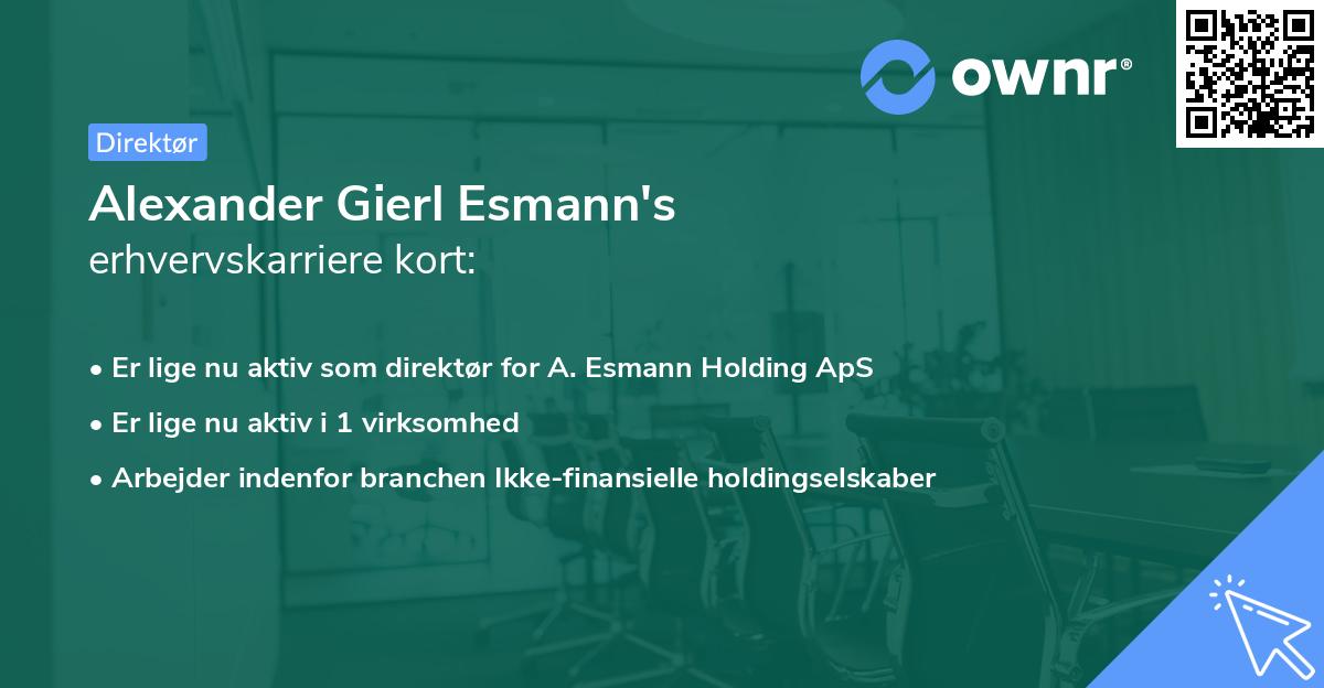 Alexander Gierl Esmann's erhvervskarriere kort