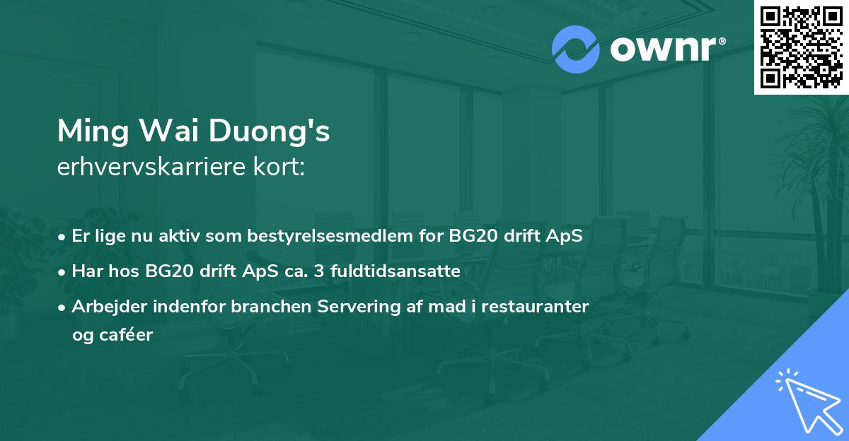 Ming Wai Duong's erhvervskarriere kort