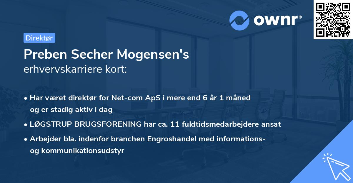 Preben Secher Mogensen's erhvervskarriere kort