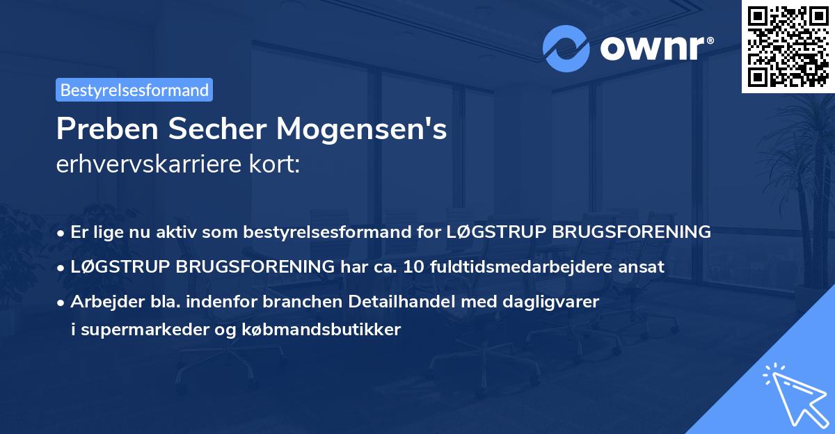 Preben Secher Mogensen's erhvervskarriere kort