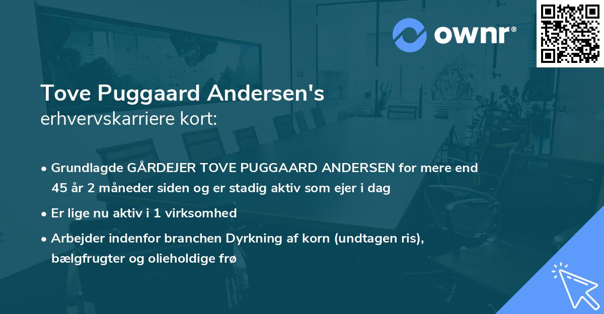 Tove Puggaard Andersen's erhvervskarriere kort