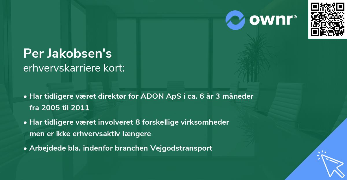 Per Jakobsen's erhvervskarriere kort