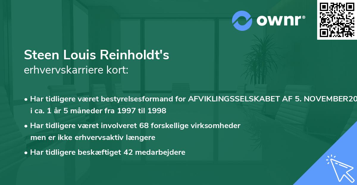 Steen Louis Reinholdt's erhvervskarriere kort