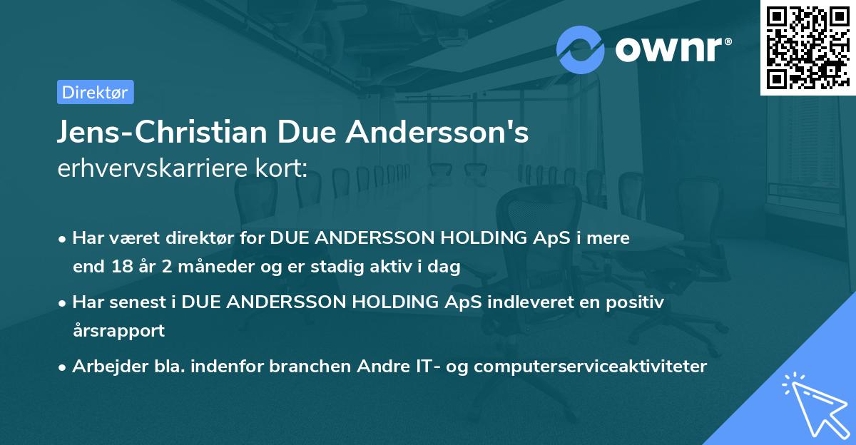 Jens-Christian Due Andersson's erhvervskarriere kort