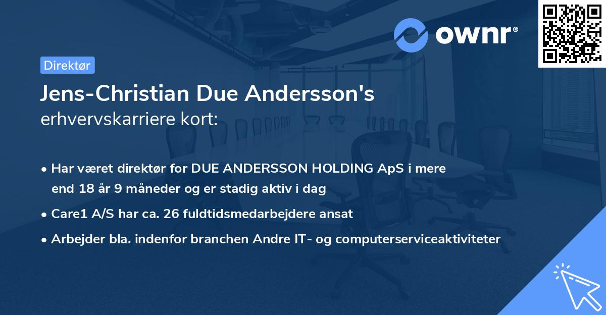 Jens-Christian Due Andersson's erhvervskarriere kort