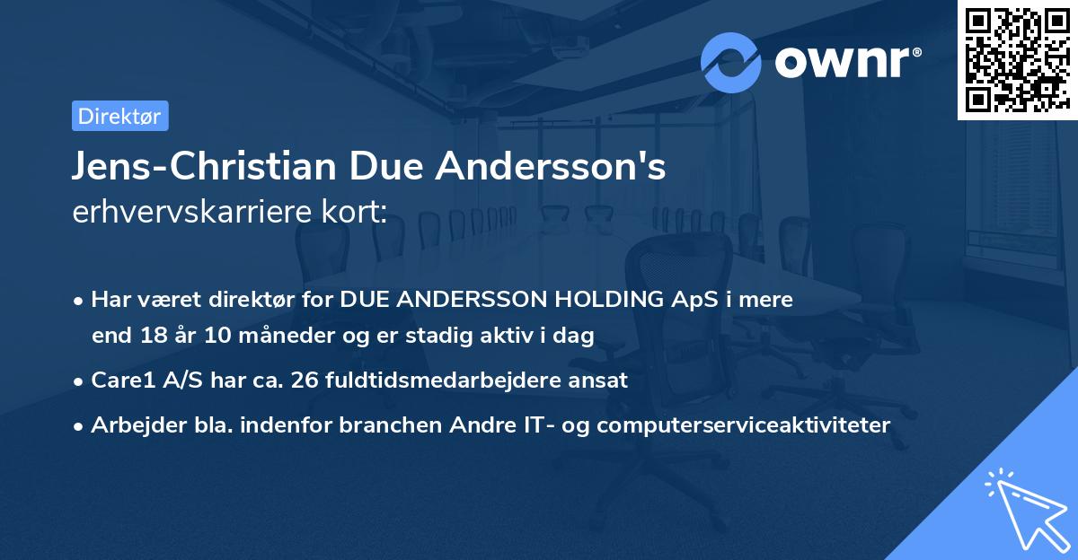 Jens-Christian Due Andersson's erhvervskarriere kort