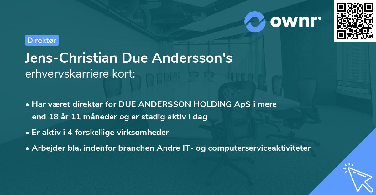 Jens-Christian Due Andersson's erhvervskarriere kort