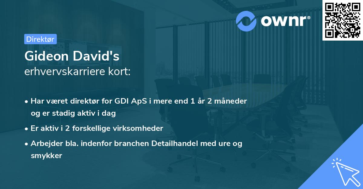 Gideon David's erhvervskarriere kort