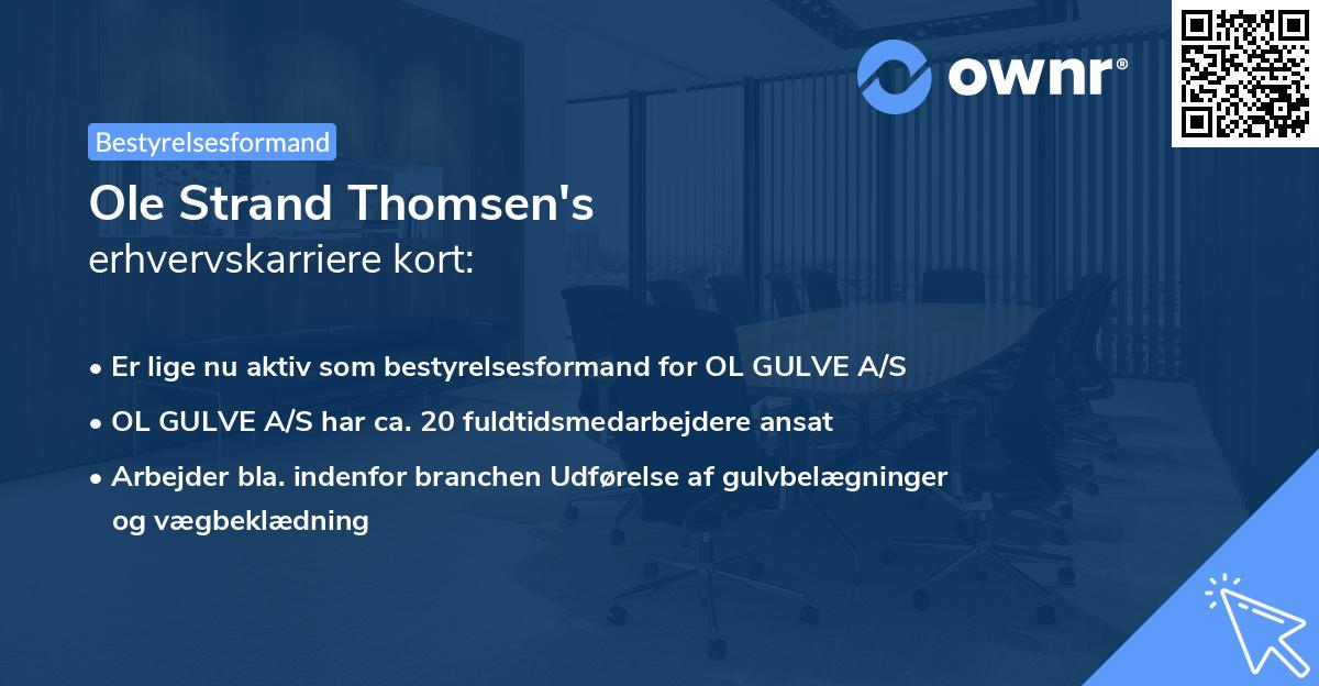 Ole Strand Thomsen's erhvervskarriere kort
