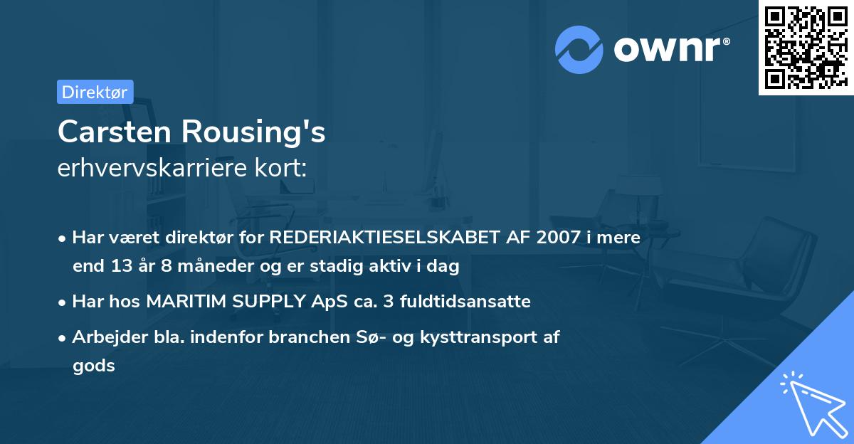 Carsten Rousing's erhvervskarriere kort
