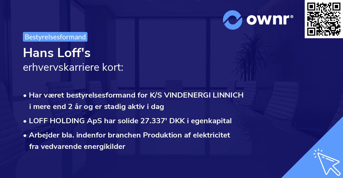 Hans Loff's erhvervskarriere kort
