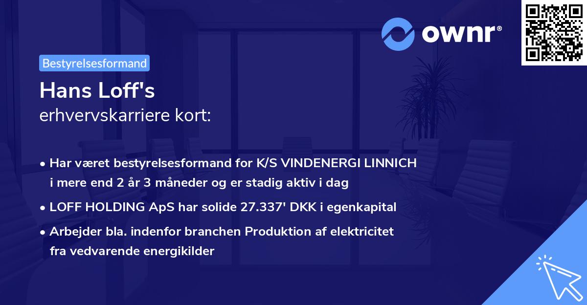 Hans Loff's erhvervskarriere kort