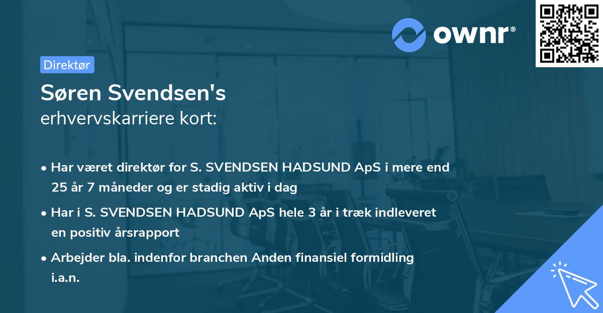 Søren Svendsen's erhvervskarriere kort