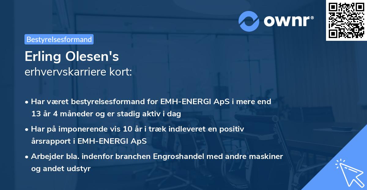 Erling Olesen's erhvervskarriere kort