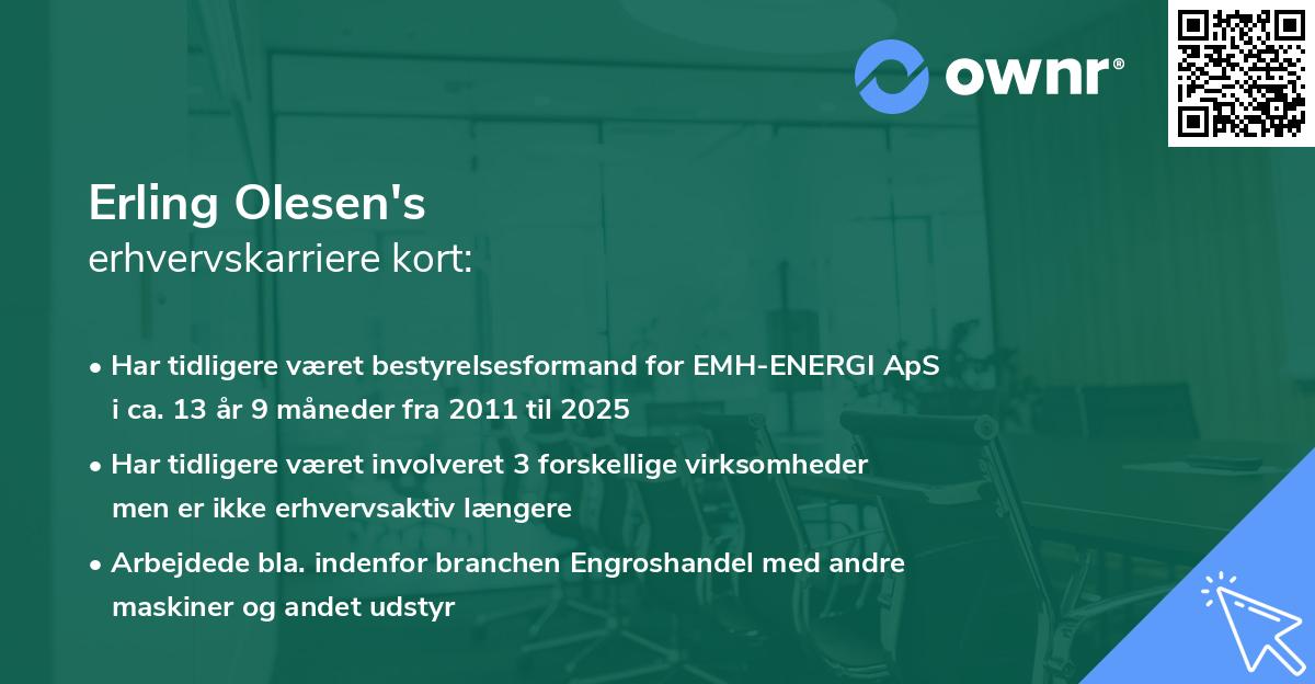 Erling Olesen's erhvervskarriere kort