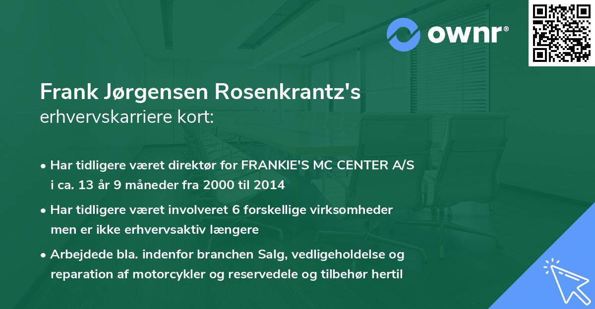 Frank Jørgensen Rosenkrantz's erhvervskarriere kort