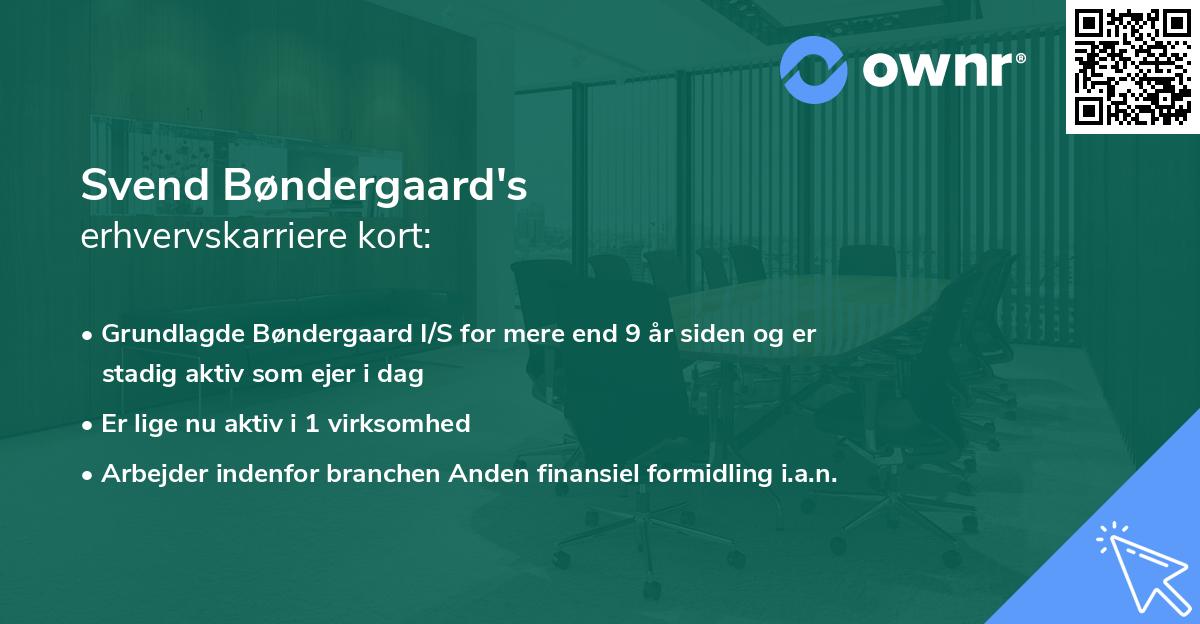 Svend Bøndergaard's erhvervskarriere kort