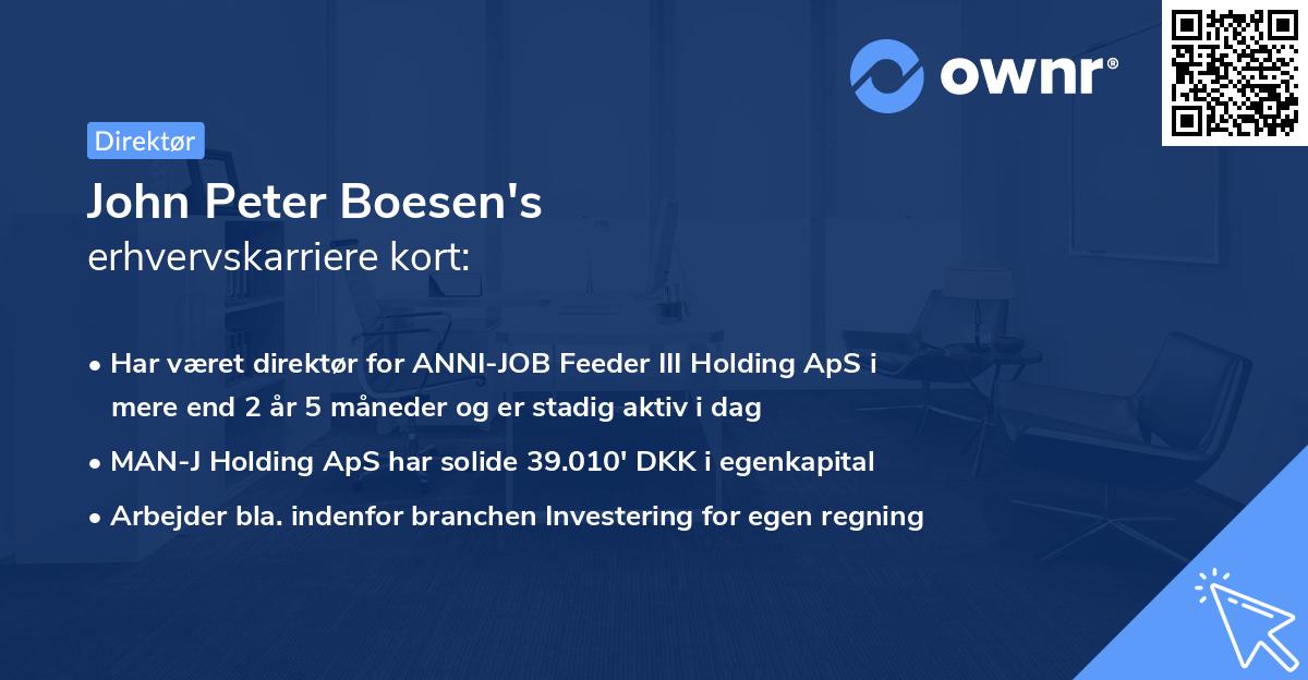 John Peter Boesen's erhvervskarriere kort