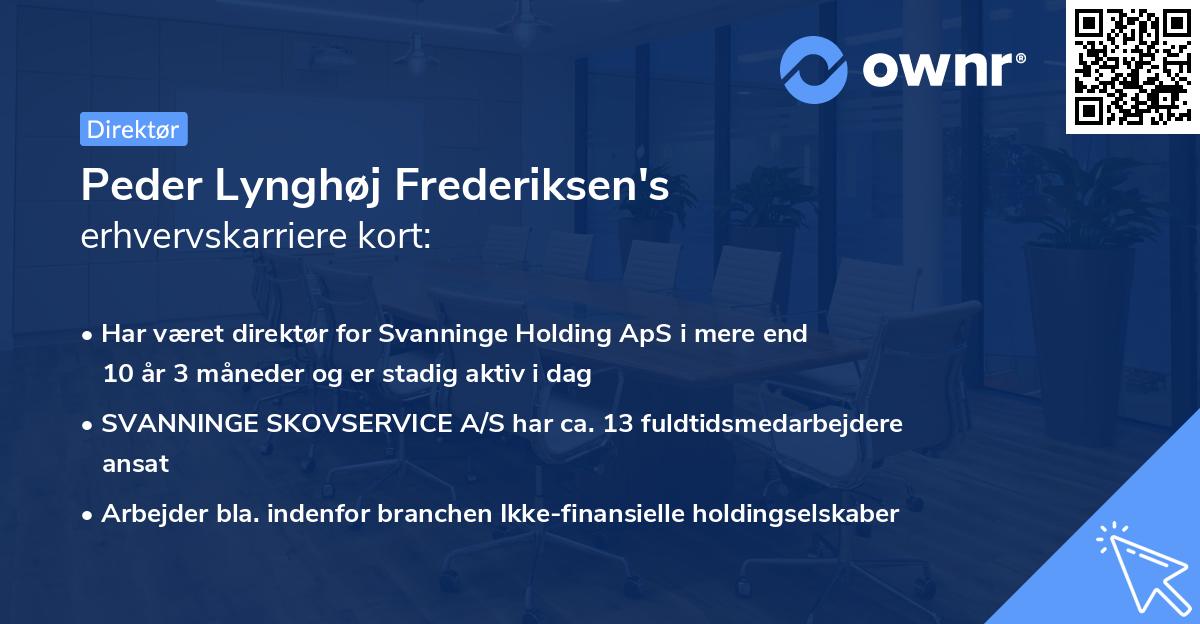 Peder Lynghøj Frederiksen's erhvervskarriere kort