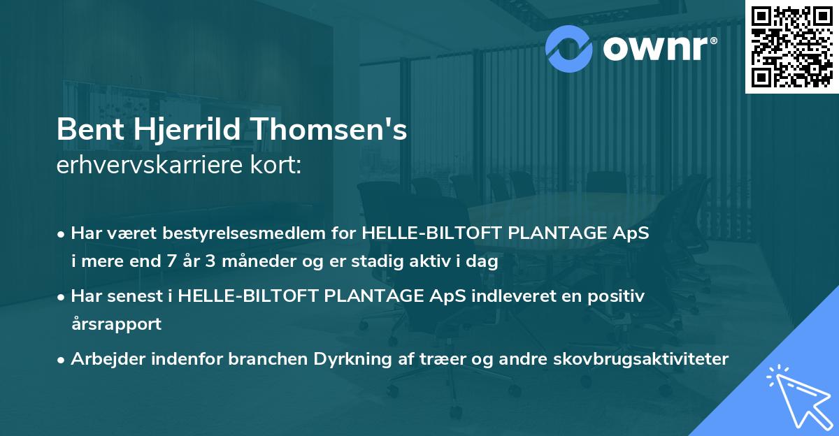 Bent Hjerrild Thomsen's erhvervskarriere kort