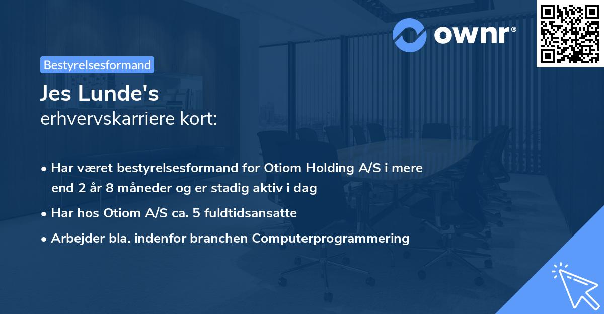 Jes Lunde's erhvervskarriere kort