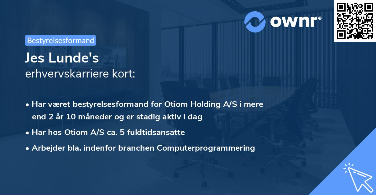 Jes Lunde's erhvervskarriere kort