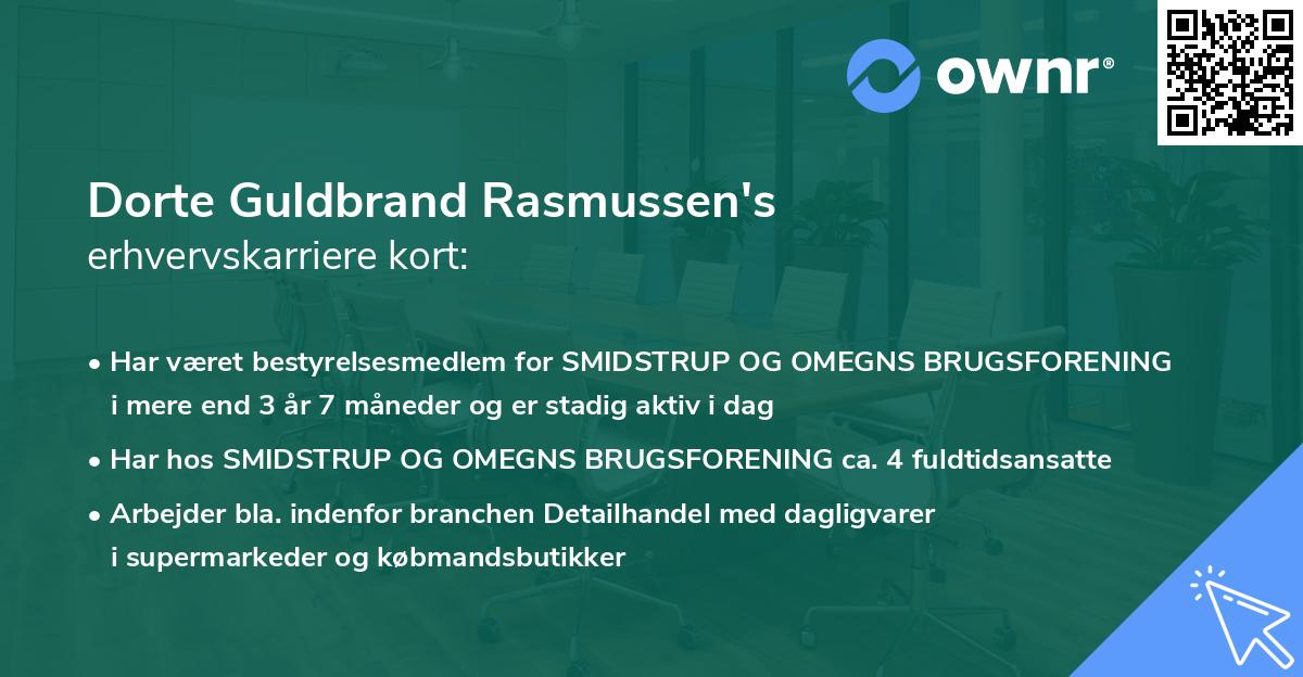 Dorte Guldbrand Rasmussen's erhvervskarriere kort