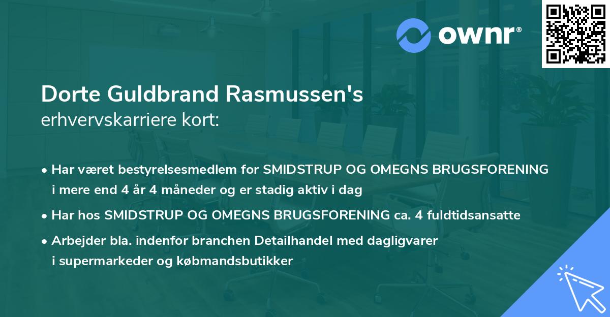 Dorte Guldbrand Rasmussen's erhvervskarriere kort