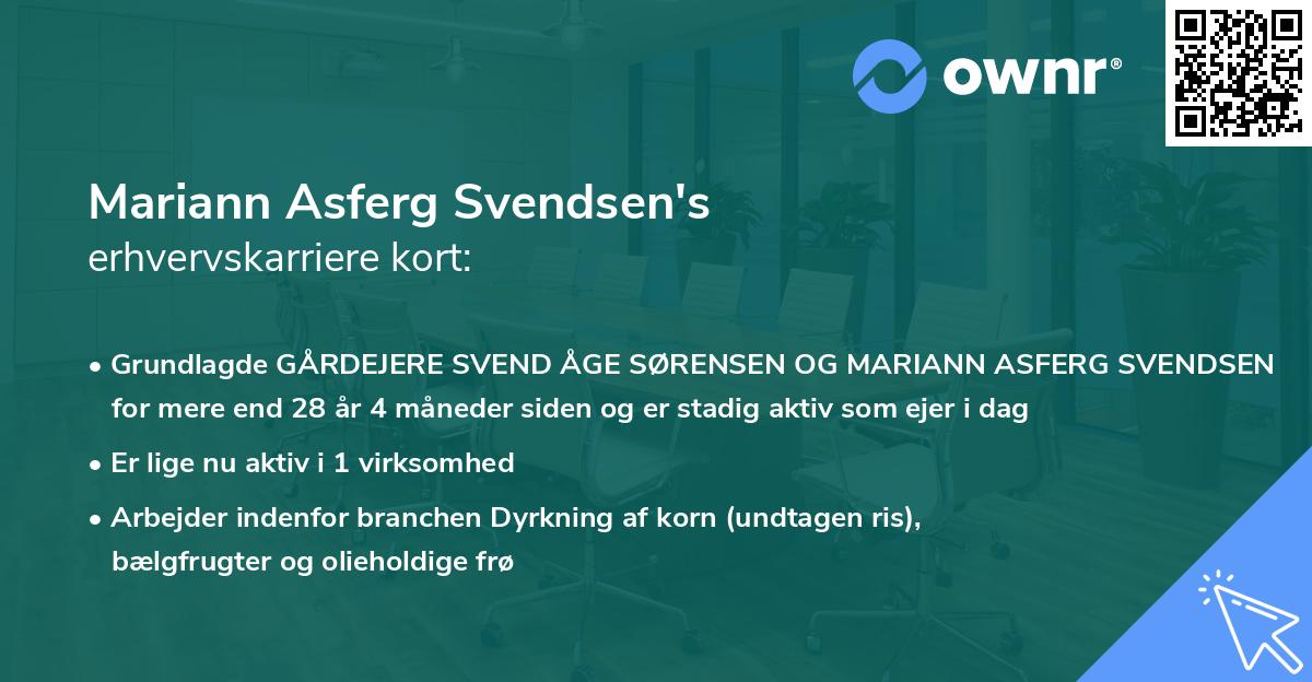 Mariann Asferg Svendsen's erhvervskarriere kort