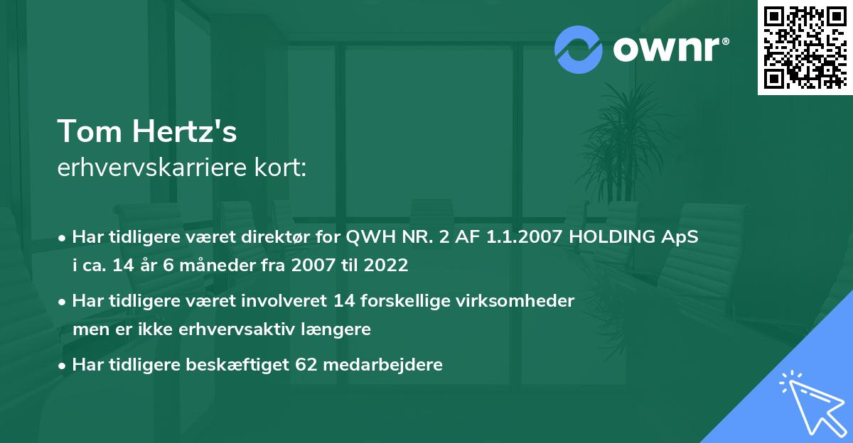 Tom Hertz's erhvervskarriere kort