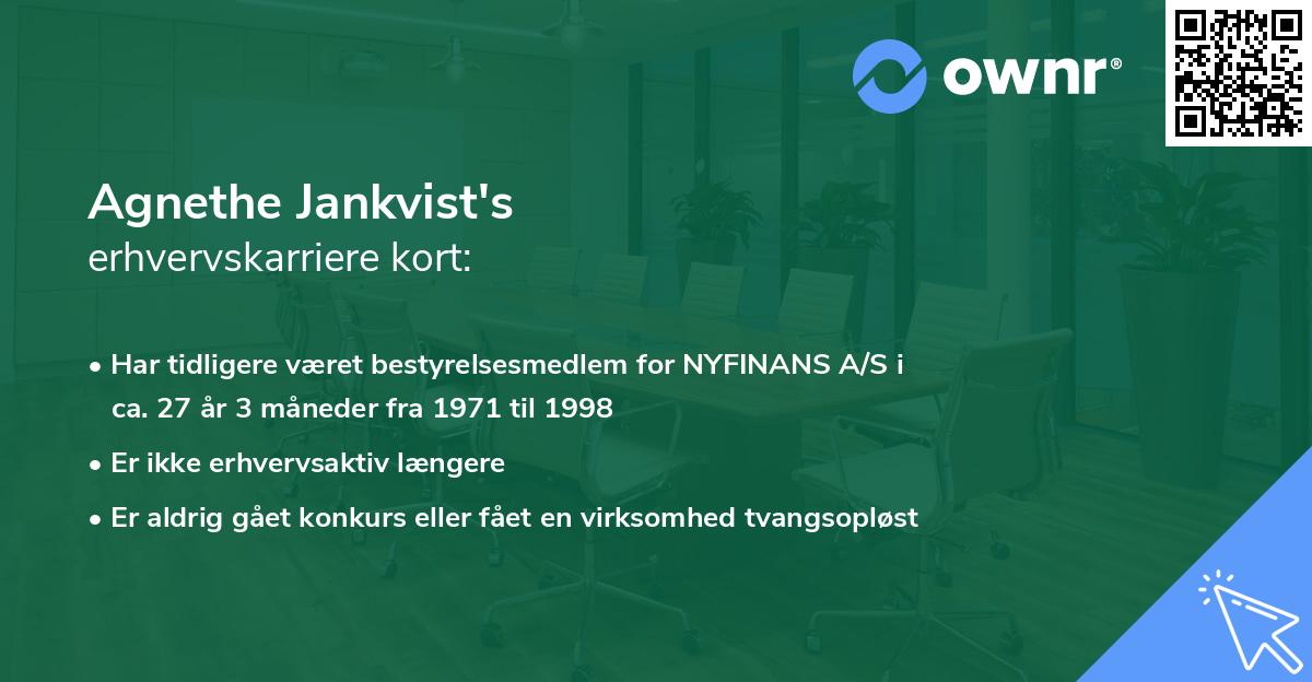 Agnethe Jankvist's erhvervskarriere kort