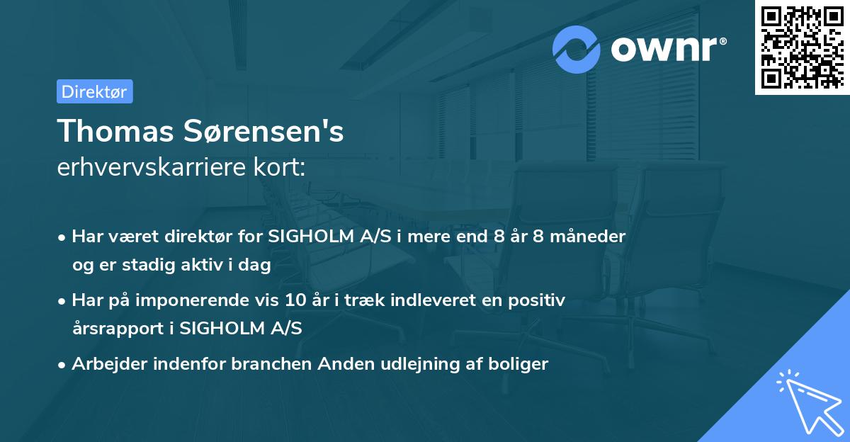 Thomas Sørensen's erhvervskarriere kort