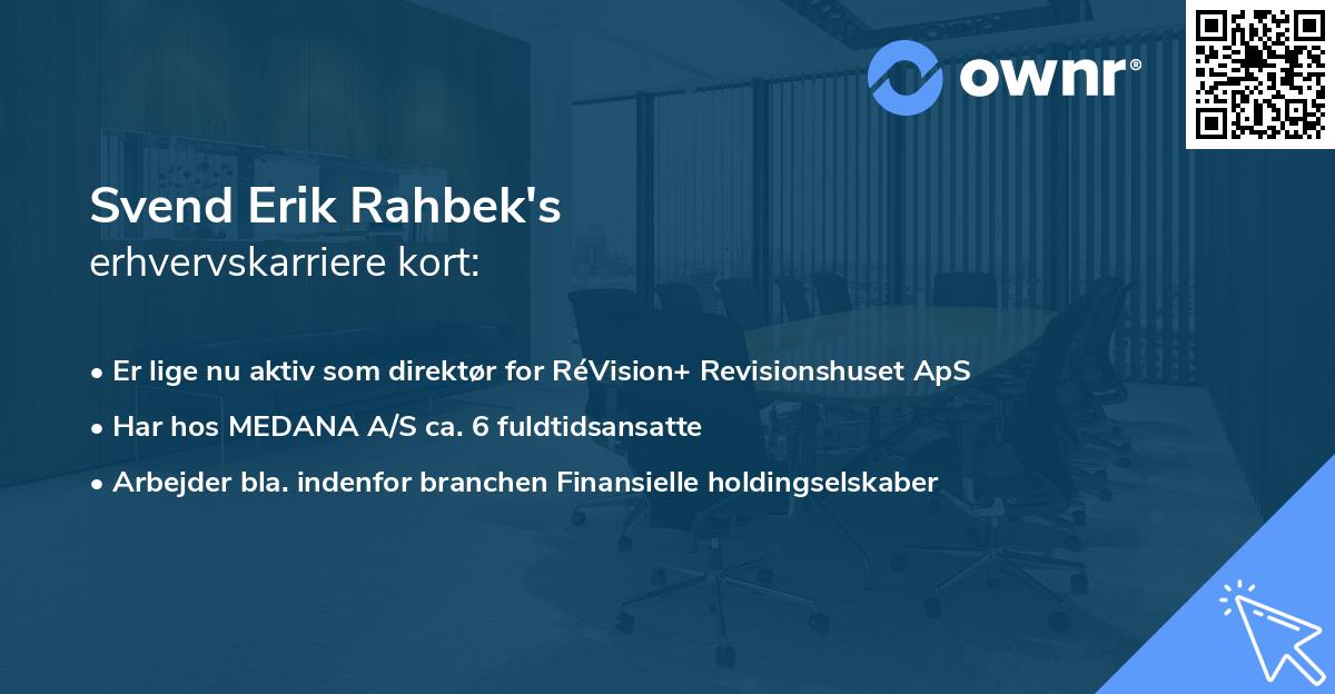 Svend Erik Rahbek's erhvervskarriere kort