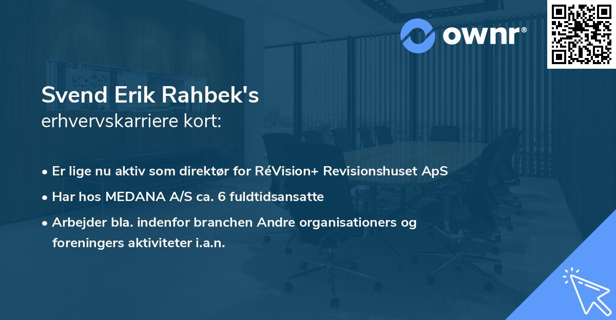 Svend Erik Rahbek's erhvervskarriere kort