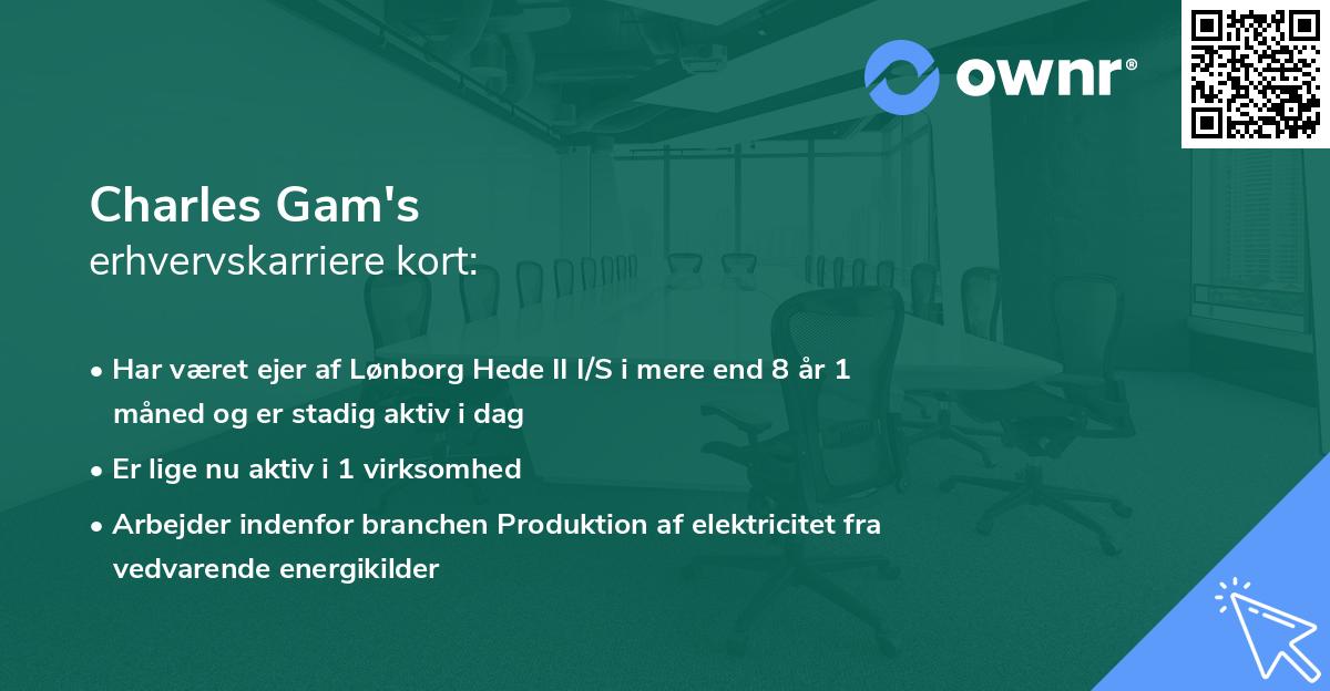 Charles Gam's erhvervskarriere kort