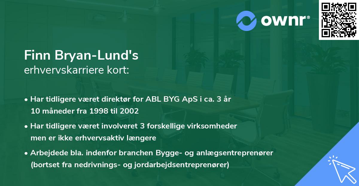 Finn Bryan-Lund's erhvervskarriere kort