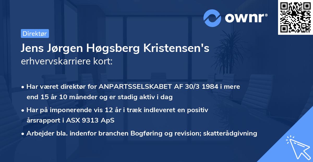 Jens Jørgen Høgsberg Kristensen's erhvervskarriere kort