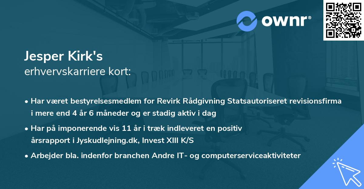 Jesper Kirk's erhvervskarriere kort